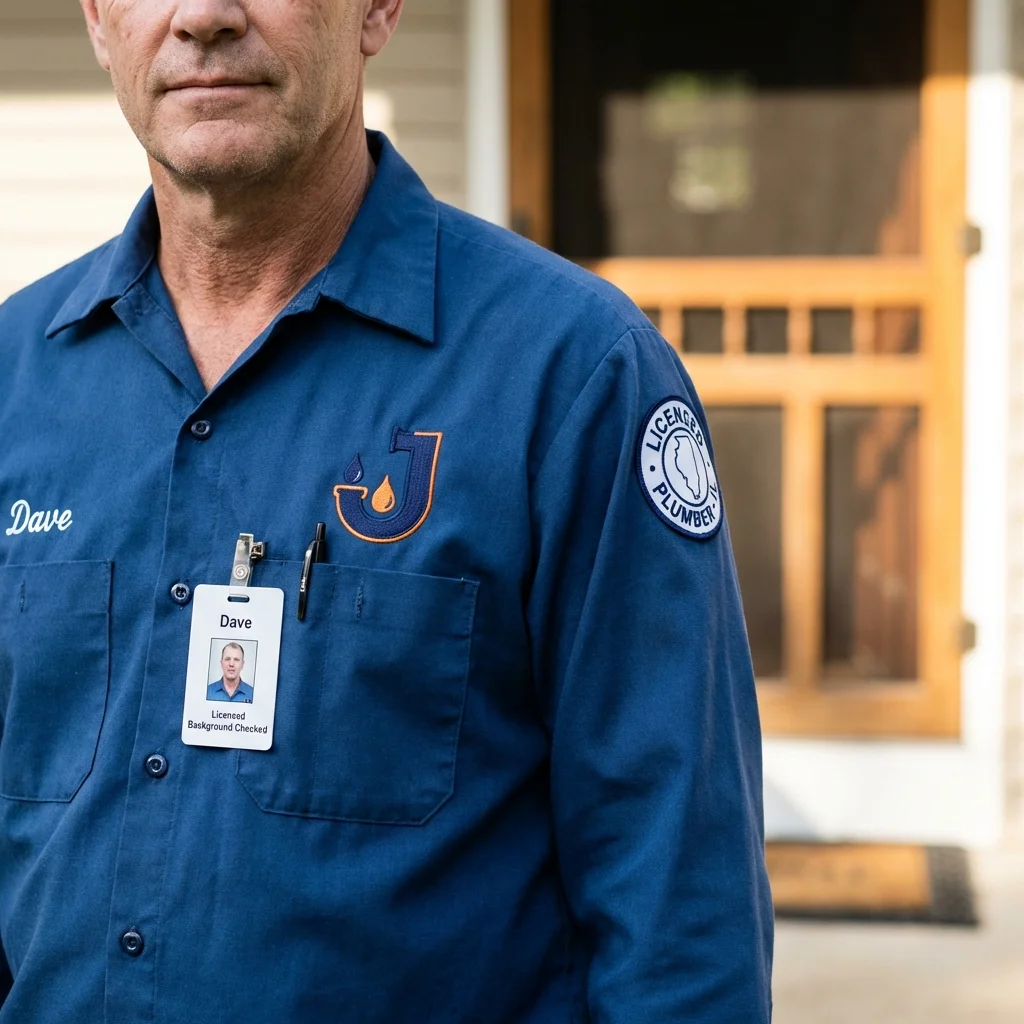 Licensed plumber showing ID badge in Tunica, MS