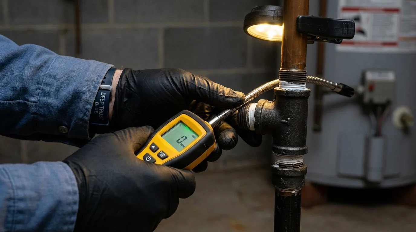 Gas leak detection with electronic sniffer by Johns Plumbing LLC in Tunica