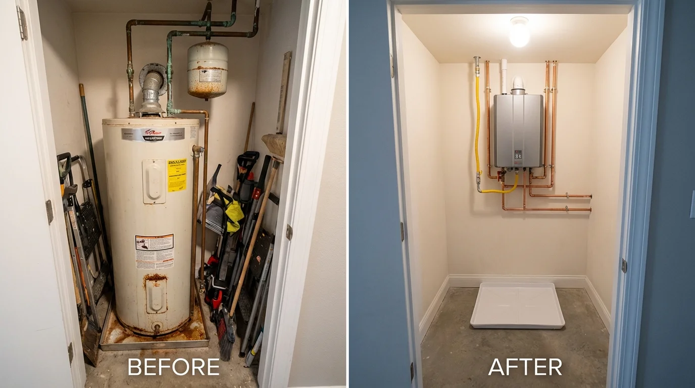 Tank water heater versus wall-mounted tankless unit comparison for Tunica, MS homeowners