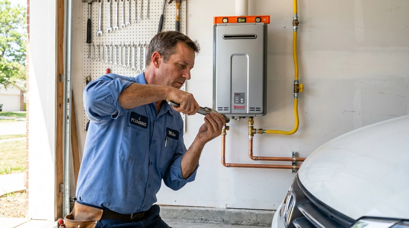 Tankless water heater installation by a Johns Plumbing LLC plumber in Tunica